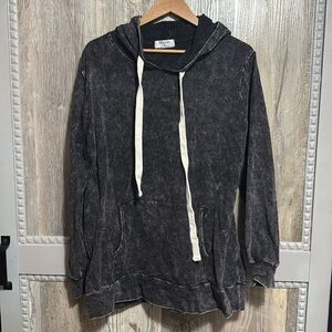 Black acid look wash Zenana 1X lightweight hoodie